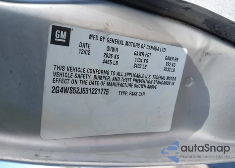 2003 Buick Century Custom из США, поврежденный, VIN 2G4WS52J631221775